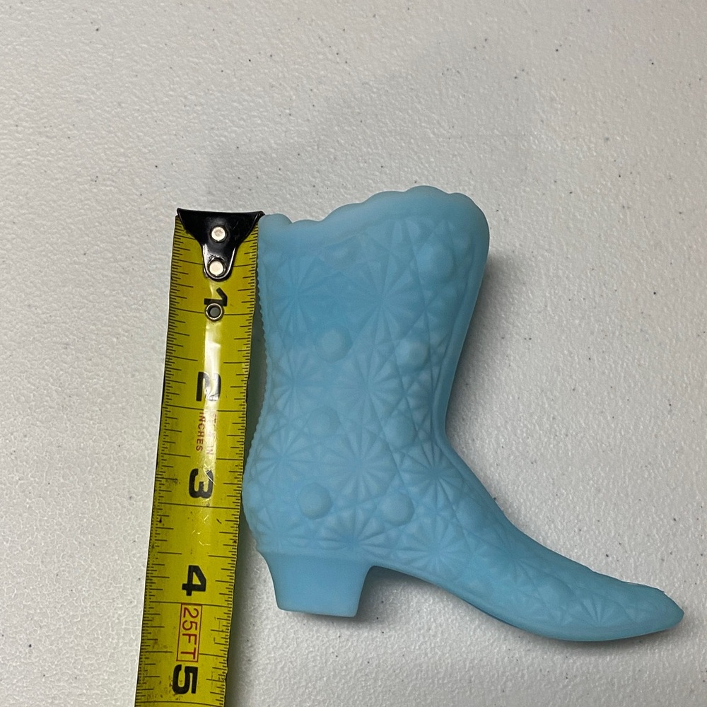Fenton Blue Glass Boot Vase - Picture 8 of 8